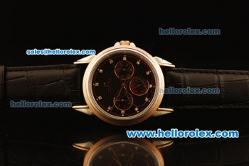 Omega De Ville Automatic Steel Case with Rose Gold Bezel and Black Dial - Diamond Markers