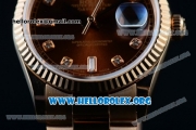 Rolex Day-Date Swiss ETA 2836 Automatic 18K Rose Gold Case with Brown Dial Diamonds Markers and 18K Rose Gold Bracelet (BP)