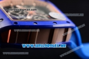 Richard Mille RM 055 Bubba Watson Asia Manual Winding Ceramic/Rose Gold Case with Skeleton Dial and Blue Rubber Strap Rose Gold Inner Bezel - 1:1 Original