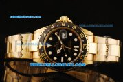 Rolex GMT-Master II Oyster Perpetual Automatic Full Gold with Black Dial and White Round Bearl Marking-Small Calendar