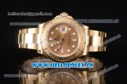 Rolex Yacht-Master 40 Clone Rolex 3135 Automatic Yellow Gold Case/Bracelet with Yellow Gold Dial and Dot Markers (BP)