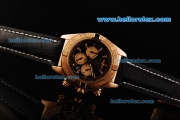 Breitling Chronomat B01 Chronograph Quartz Movement Rose Gold Case with Black Dial and Black Leather Strap