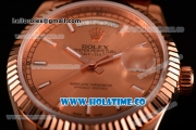 Rolex Day-Date Asia 2813/Swiss ETA 2836/Clone Rolex 3135 Automatic Rose Gold Case with Stick Markers and Rose Gold Dial (BP)