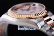 Rolex Day-Date Oyster Perpetual Automatic Rose Gold Bezel with White Dial and Diamond Marking-Big Calendar