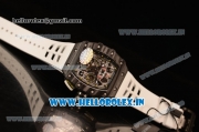 Richard Mille RM11-03 Swiss Valjoux 7750 Automatic Carbon Fiber Case Skeleton Dial With Arabic Numeral Markers White Rubber Strap 1:1 Clone (KV)
