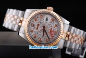 Rolex Datejust Automatic Movement with Rose Gold Bezel and Diamond Marking-Small Calendar