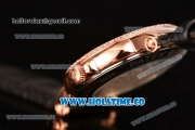 Patek Philippe Calatrava Swiss ETA 2824 Automatic Rose Gold Case with Roman Numeral/Diamonds Markers Diamonds Bezel and Black Dial