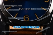 Panerai Radiomir 1940 3 Days PAM690 Asia Manual Winding Steel Case with Blue Dial and Brown Leather Strap Stick/Arabic Numeral Markers