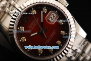 Rolex Datejust Automatic 2008 Black/Red Dial with Diamond Marking