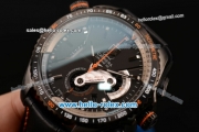 Tag Heuer Grand Carrera Calibre 36 RS Caliper Chrono Miyota OS20 Quartz PVD Case with Black Leather Strap Orange Second Hand and Black Dial - 7750 Coating