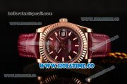 Rolex Day-Date Asia 2813 Automatic Rose Gold Case with Purple Dial Stick Markers and Purple Leather Strap