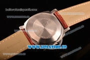 Panerai PAM 049 Luminor Marina Automatic Swiss Valjoux 7750 Automatic Steel Case with Brown Leather Strap and White Dial - Arabic Numeral Markers - 1:1 Original (KW)