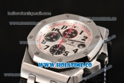 Audemars Piguet Royal Oak Offshore Panda Chrono Swiss Valjoux 7750 Automatic Steel Case with Black Leather Strap White Dial and Black Markers - 1:1 Original (J12)