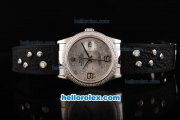 Rolex Datejust Automatic Movement Swiss Coating Case with Diamond Bezel-Grey Flower Pattern Dial and Black Rubber Strap Rolex Datejust Automatic Movement Swiss Coating Case with Diamond Bezel-Grey Flower Pattern Dial and Black Rubber Strap