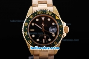 Rolex GMT-Master II Automatic GMT Working Full Gold with Black Dial-Green Bezel