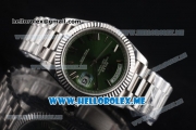 Rolex Day-Date Clone Rolex 3255 Automatic Stainless Steel Case/Bracelet with Green Dial and Roman Numeral Markers
