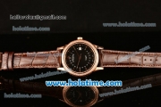 Patek Philippe Calatrava Swiss ETA 2824 Automatic Rose Gold Case with Black Dial Diamonds Bezel and Stick Markers