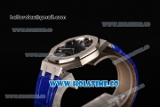 Audemars Piguet Royal Oak Lady Swiss Quartz Steel Case with Blue Leather Strap Blue Dial and Stick Markers