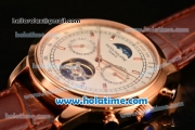 Patek Philippe Grand Complication Asia R10-Tourbillon Automatic Rose Gold Case with White Dial Stick Markers and Brown Leather Strap