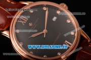 Vacheron Constantin Patrimony Miyota 9015 Automatic Rose Gold Case with Black Dial and Roman Numeral/Diamonds Markers