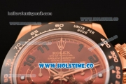 Rolex Daytona Chrono Swiss Valjoux 7750 Automatic Rose Gold Case with PVD Bezel Stick Markers and Brown Dial (BP)