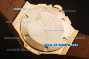 Hublot Big Bang Chronograph Miyota Quartz Rose Gold Case with Brown Carbon Fiber Dial and Brown Rubber Strap