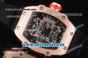 Richard Mille RM 27-01 Tourbillon Rafael Nadal Miyota 9015 Automatic Rose Gold Case with Skeleton Dial Dot Markers and Black Nylon Strap