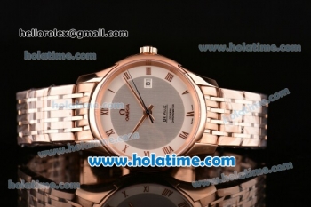 Omega De Ville Co-Axial Swiss ETA 2836 Automatic Rose Gold Case and Strap with White Dial