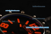 U-Boat U-42 Automatic Movement PVD Case with Black Dial and Black Leather Strap-Red Markers