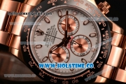 Rolex Daytona Chrono Swiss Valjoux 7750 Automatic Rose Gold Case with Ceramic Bezel White Dial and Stick Markers (BP)