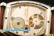 Vacheron Constantin Malte Swiss Tourbillon Manual Winding Steel Case with White Dial and Brown Leather Strap