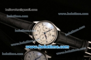 IWC Portuguese Chrono Miyota OS20 Quartz Steel Case with White Dial Blue Numeral Markers and Black Leather Bracelet