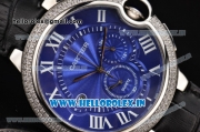 Cartier Ballon Bleu De Large Chrono Miyota OS20 Quartz Steel Case with Diamonds Bezel and Blue Dial