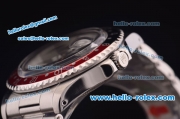 Rolex GMT Master Vintage Swiss ETA 2836 Automatic Black/Red Bezel with Black Dial and Steel Bracelet-White Markers