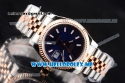 Rolex Datejust Clone Rolex 3135 Automatic Two Tone Case/Bracelet with Dark Blue Dial and Stick Markers (BP)