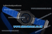 Hublot King Power Chrono Japanese Miyota OS20 Quartz PVD Case with Black Dial and Blue Leather Strap