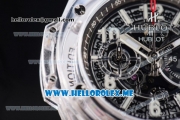 Hublot Big Bang UNICO Sapphire Blu Miyota Quartz Sapphire Crystal Case with Skeleton Dial and White Rubber Strap Stick/Arabic Numeral Markers