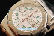 Audemars Piguet Royal Oak Offshore Swiss Valjoux 7750 Automatic Movement White Dial Green Arabic Nunmerals with Black Leather Strap - Run 12@Sec