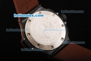 Hublot Big Bang King Chronograph Miyota Quartz Movement Chocolate Dial with Brown Rubber Strap