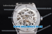 Hublot Classic Fusion Skeleton Asia Automatic Steel Case with Skeleton Dial and Brown Leather Strap