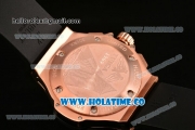 Hublot Big Bang Chrono Miyota OS20 Quartz Rose Gold Case with Black Dial Arabic Numeral/Stick Markers and Diamonds Bezel