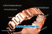 Cartier Rotonde De Miyota Quartz Rose Gold Case/Bracelet with Blue Dial and White Roman Numeral Markers