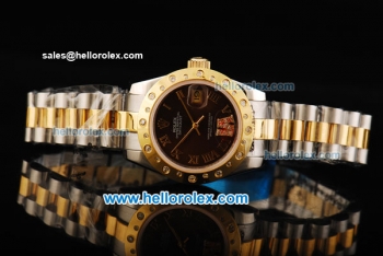 Rolex Datejust Oyster Perpetual Automatic Movement Steel Case with Brown Dial and Two Tone Strap-Lady Model