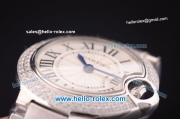 Cartier Ballon bleu de Swiss ETA Quartz Steel Case with Diamond Bezel and White Dial