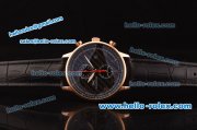 IWC Portuguese Yacht Club Chronograph Miyota Quartz Rose Gold Case with Black Carbon Fiber Dial and Black Leather Strap