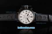 U-BOAT Italo Fontana Chronograph Miyota Quartz Movement PVD Case with Black Numeral Markers and White Dial-Black Leather Strap U-BOAT Italo Fontana Chronograph Miyota Quartz Movement PVD Case with Black Numeral Markers and White Dial-Black Leather Strap