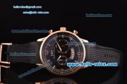 IWC Portuguese Chronograph Japanese Miyota OS20 Quartz Rose Gold Case with Black Rubber Strap and Black Dial