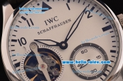 IWC Portuguese Asia 6497-CHG Manual Winding Steel Case and Black Leather Strap White Dial