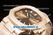 Patek Philippe NAUTILUS All Diamond Rose Gold Case With Clone Original Movement 1:1 Clone