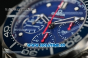 Omega Seamaster Diver 300M Co-Axial Chrono Swiss Valjoux 7753 Automatic Steel Case with Blue Dial White Markers and Blue Inner Bezel - 1:1 Original